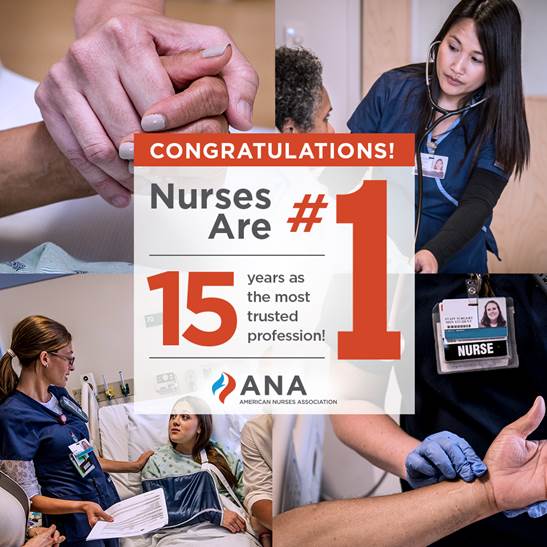 Nurses Rank #1 Most Trusted Profession for 15th Year in a Row